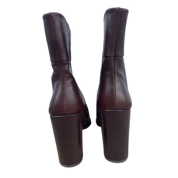 STUART WEITZMAN Pully dark brown leather high heel ANKLE BOOTS - Picture 6 of 11